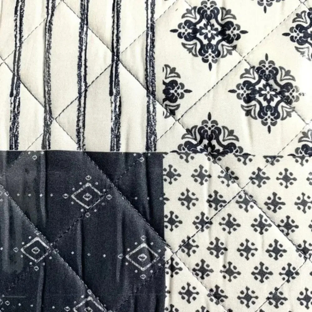 Patchwork Farmhouse Quilt & Navy Sheet Set F/Q
